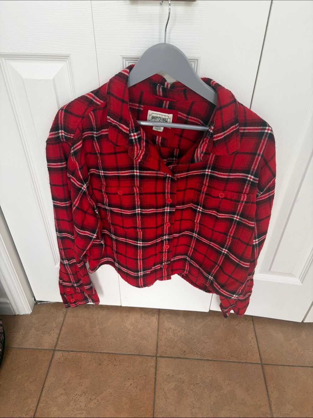 American Eagle Outfitters Red and Black Plaid Shirt